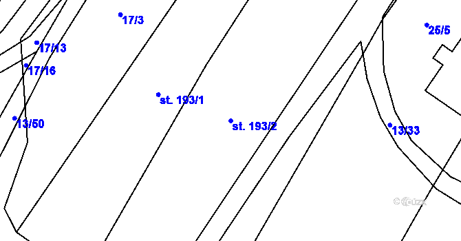Parcela st. 193/2 v KÚ Oslavice, Katastrální mapa