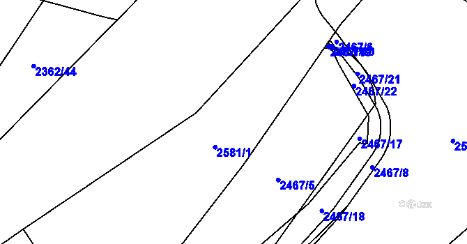 Parcela st. 2581 v KÚ Oslavice, Katastrální mapa