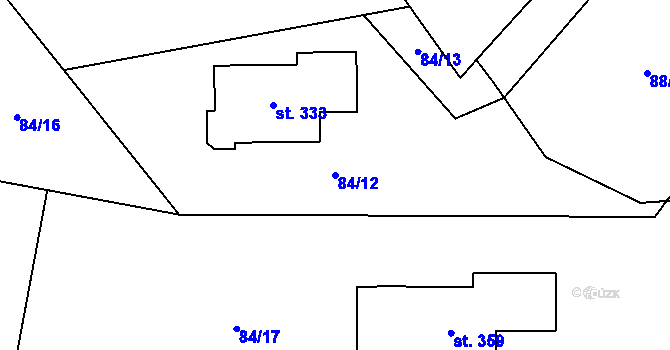 Parcela st. 84/12 v KÚ Oslavice, Katastrální mapa