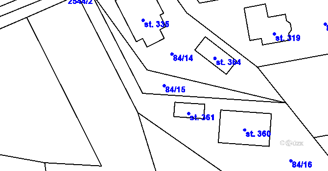Parcela st. 84/15 v KÚ Oslavice, Katastrální mapa