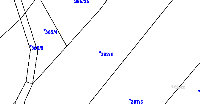 Parcela st. 382/1 v KÚ Oslavice, Katastrální mapa