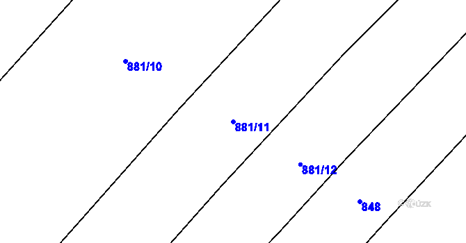 Parcela st. 881/11 v KÚ Oslavice, Katastrální mapa