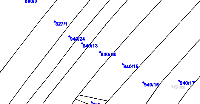 Parcela st. 940/14 v KÚ Oslavice, Katastrální mapa