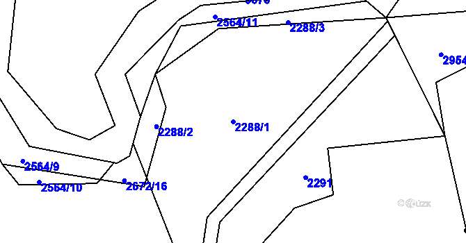 Parcela st. 2288/1 v KÚ Oslavice, Katastrální mapa