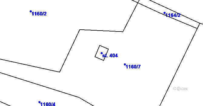 Parcela st. 404 v KÚ Oslavice, Katastrální mapa