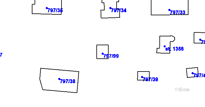 Parcela st. 797/99 v KÚ Oslnovice, Katastrální mapa
