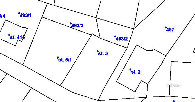Parcela st. 3 v KÚ Oslnovice, Katastrální mapa