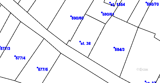 Parcela st. 38 v KÚ Oslnovice, Katastrální mapa