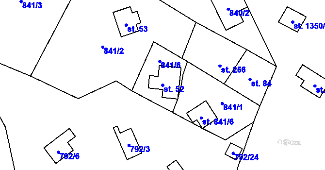 Parcela st. 52 v KÚ Oslnovice, Katastrální mapa