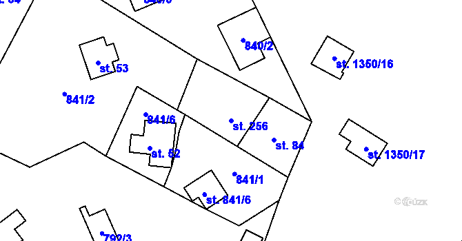 Parcela st. 256 v KÚ Oslnovice, Katastrální mapa