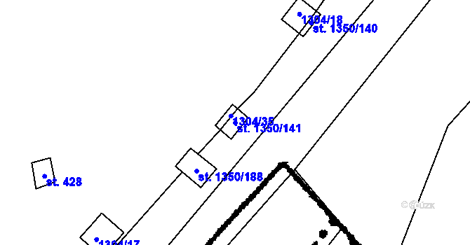 Parcela st. 1350/141 v KÚ Oslnovice, Katastrální mapa