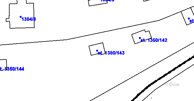 Parcela st. 1350/143 v KÚ Oslnovice, Katastrální mapa
