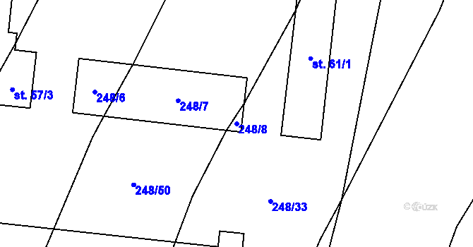 Parcela st. 248/8 v KÚ Oslnovice, Katastrální mapa