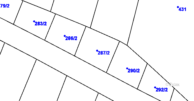 Parcela st. 287/2 v KÚ Oslnovice, Katastrální mapa