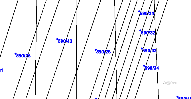 Parcela st. 590/28 v KÚ Oslnovice, Katastrální mapa