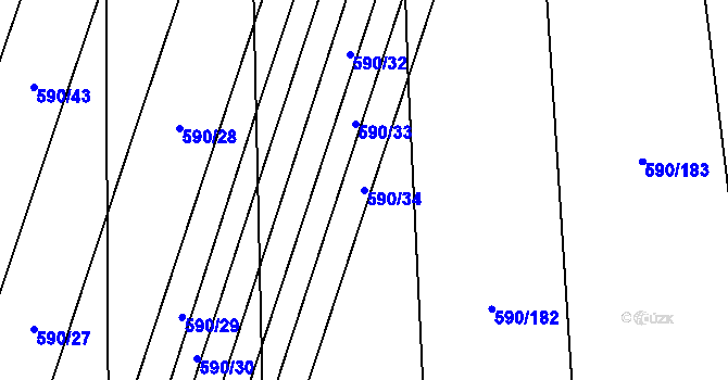 Parcela st. 590/34 v KÚ Oslnovice, Katastrální mapa