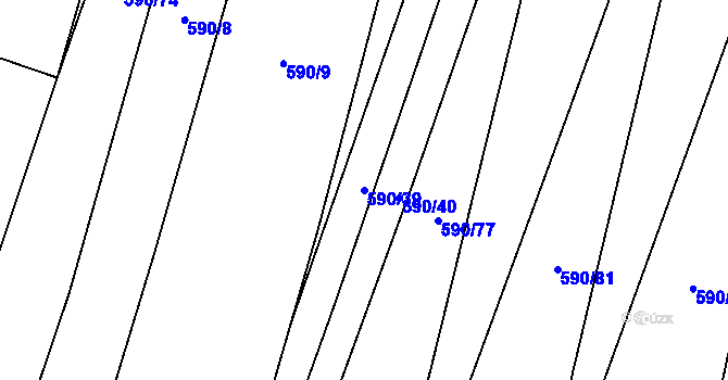 Parcela st. 590/39 v KÚ Oslnovice, Katastrální mapa