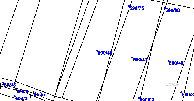 Parcela st. 590/46 v KÚ Oslnovice, Katastrální mapa
