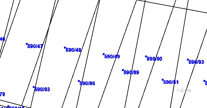 Parcela st. 590/49 v KÚ Oslnovice, Katastrální mapa