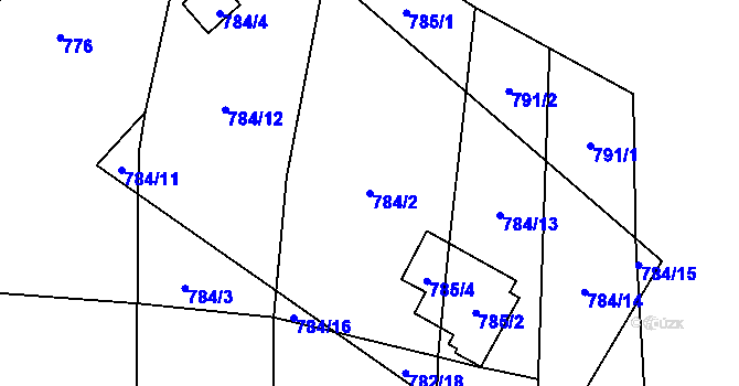 Parcela st. 784/2 v KÚ Oslnovice, Katastrální mapa