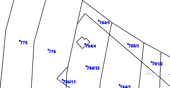 Parcela st. 784/4 v KÚ Oslnovice, Katastrální mapa