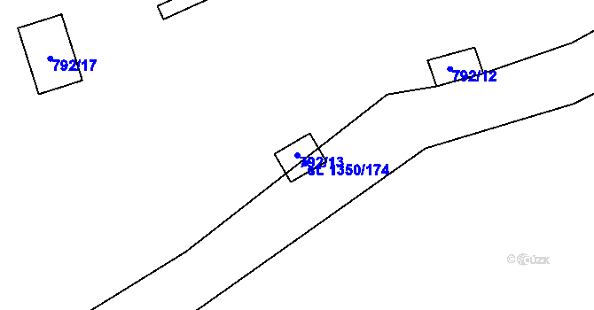 Parcela st. 792/13 v KÚ Oslnovice, Katastrální mapa