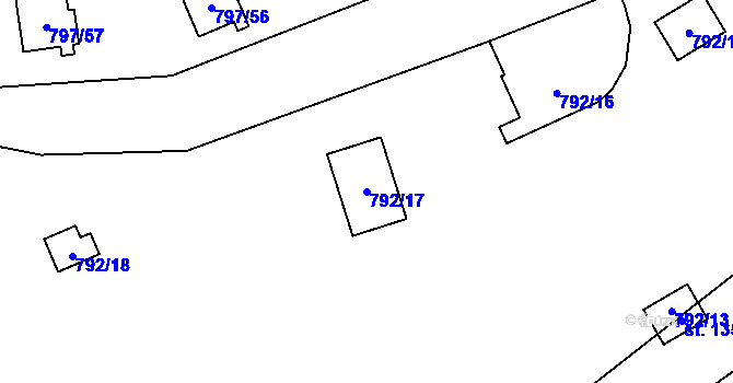 Parcela st. 792/17 v KÚ Oslnovice, Katastrální mapa