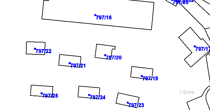 Parcela st. 797/20 v KÚ Oslnovice, Katastrální mapa