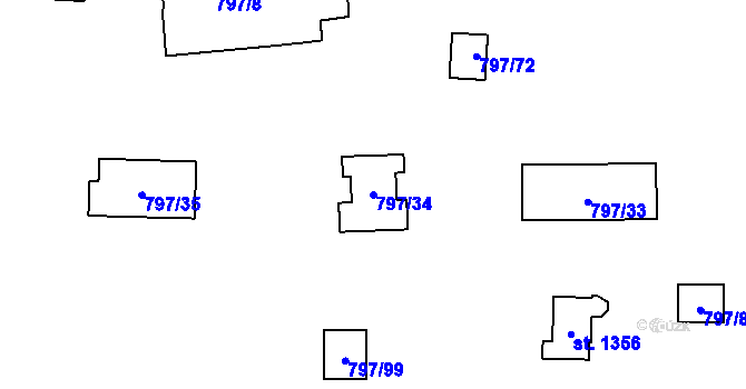 Parcela st. 797/34 v KÚ Oslnovice, Katastrální mapa