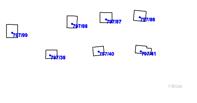 Parcela st. 797/40 v KÚ Oslnovice, Katastrální mapa