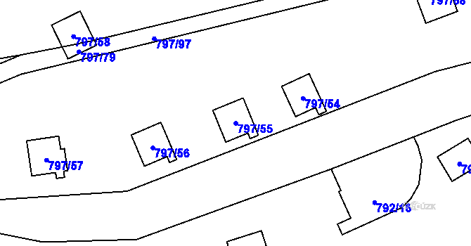 Parcela st. 797/55 v KÚ Oslnovice, Katastrální mapa