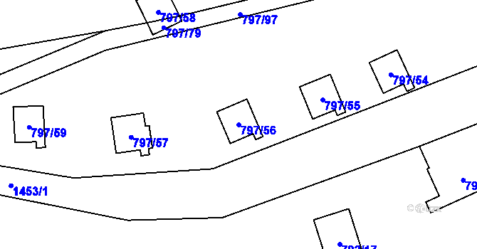 Parcela st. 797/56 v KÚ Oslnovice, Katastrální mapa