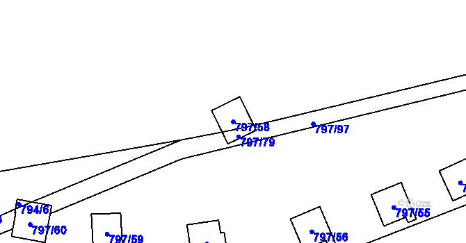 Parcela st. 797/58 v KÚ Oslnovice, Katastrální mapa