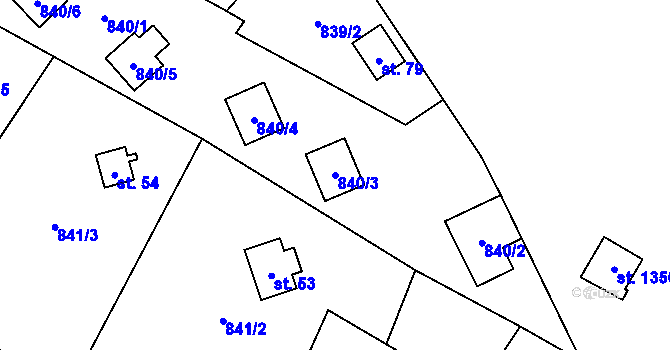 Parcela st. 840/3 v KÚ Oslnovice, Katastrální mapa