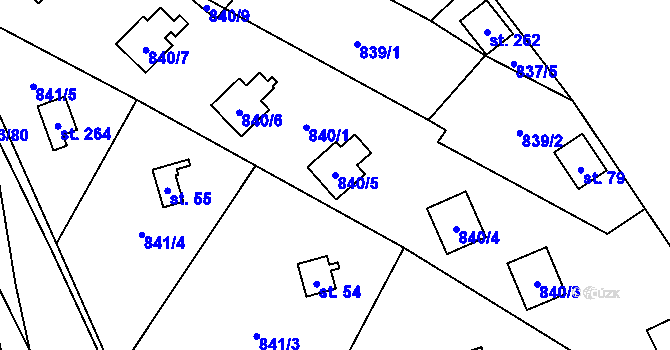 Parcela st. 840/5 v KÚ Oslnovice, Katastrální mapa