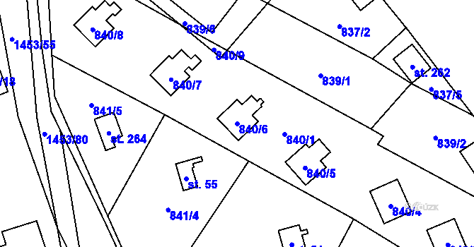 Parcela st. 840/6 v KÚ Oslnovice, Katastrální mapa