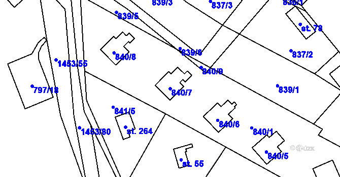 Parcela st. 840/7 v KÚ Oslnovice, Katastrální mapa