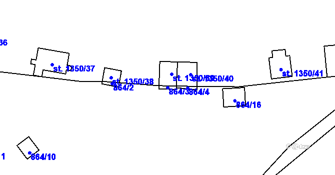 Parcela st. 864/3 v KÚ Oslnovice, Katastrální mapa