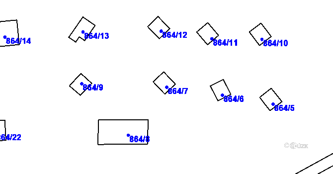 Parcela st. 864/7 v KÚ Oslnovice, Katastrální mapa