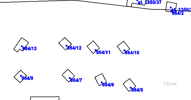 Parcela st. 864/11 v KÚ Oslnovice, Katastrální mapa