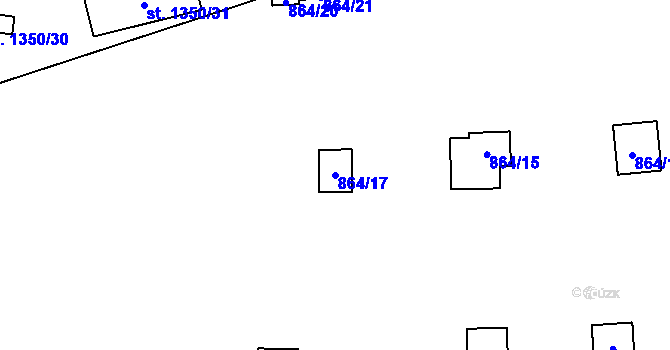 Parcela st. 864/17 v KÚ Oslnovice, Katastrální mapa