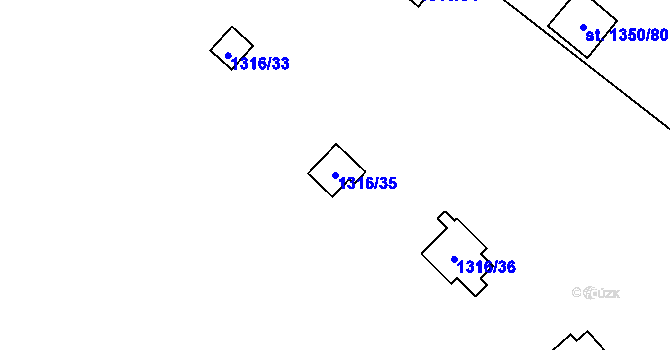 Parcela st. 1316/35 v KÚ Oslnovice, Katastrální mapa