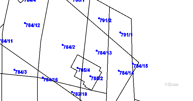 Parcela st. 784/13 v KÚ Oslnovice, Katastrální mapa