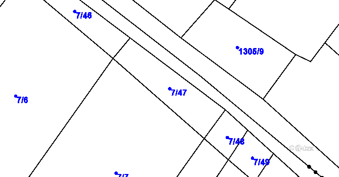 Parcela st. 7/47 v KÚ Oslnovice, Katastrální mapa