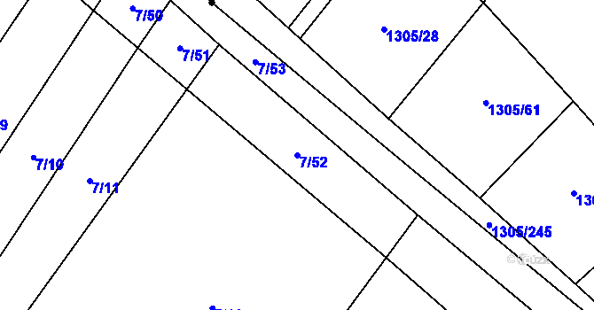 Parcela st. 7/52 v KÚ Oslnovice, Katastrální mapa