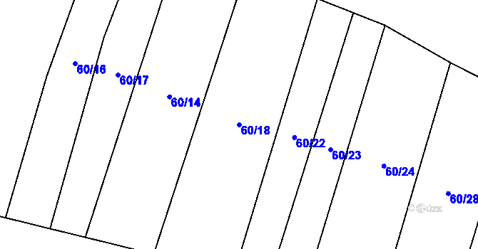 Parcela st. 60/18 v KÚ Oslnovice, Katastrální mapa