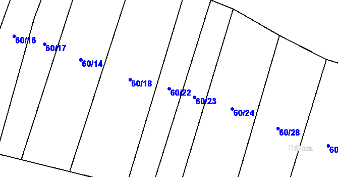Parcela st. 60/22 v KÚ Oslnovice, Katastrální mapa