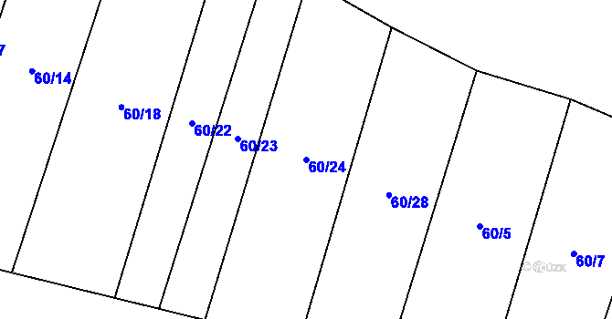 Parcela st. 60/24 v KÚ Oslnovice, Katastrální mapa