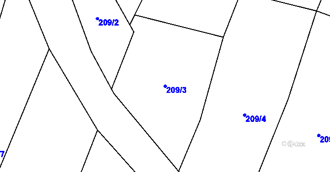 Parcela st. 209/3 v KÚ Oslnovice, Katastrální mapa