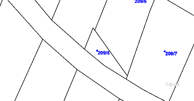 Parcela st. 209/5 v KÚ Oslnovice, Katastrální mapa